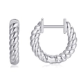 Silver twisted hoop earrings with elegant rope texture and brilliant metallic finish - 1.2CM/Twist / Silver