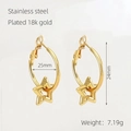 Polished 18k gold plated stainless steel star-shaped hoop earrings for women, 25mm size - Star Earrings (1267)
