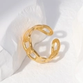 Adjustable golden stainless steel ring featuring a stylish hollow curb link chain design - US Size 7 (Adjustable) / Gold