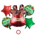 Detail of Christmas balloon set with reindeer head, stars and Merry Christmas prints - Reindeer Head and Star Balloons
