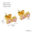 Boucles d'oreilles nœud en acier inoxydable plaqué or 18k avec zircons roses - Rose