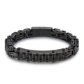 Bracciale da uomo in acciaio inossidabile nero con catena bizantina e piastra curva - Nero