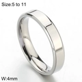 Minimalist 4mm silver stainless steel band ring for couples available in sizes 5 to 11 - US 10 / 4mm Steel (KR102949-WGBL)