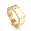 Polished minimalist 18K gold plated stainless steel signet ring for men in rectangle shape - US 7 / Gold