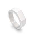 Minimalist silver men's signet ring in polished 316L stainless steel with flat top - US 7 / Steel