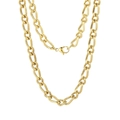 Collier épais en acier inoxydable doré avec maillons texturés et fermoir mousqueton robuste - Style Torsadé Doré (KN231321-KFC)