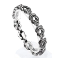 Retro punk silver titanium steel bracelet with Celtic knot texture and distressed finish - Retro Celtic Knot Style (KB163101-KJX)