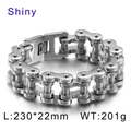 Gepolijste zilveren roestvrijstalen fietsketting armband heren, 22mm breed, 201g - 23CM / Stalkleur (KB18913-D)