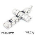 Ciondolo a croce in acciaio inossidabile stile industriale argento, sabbiato, 63x36mm - Ciondolo Stile Industriale Ingranaggio Argentato (Senza Catena)