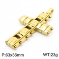 Industrial gold plated stainless steel segmented cross pendant 63x36mm for men - Gold Gear Industrial Style Pendant (No Chain)
