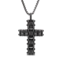 Collana con croce nera in acciaio inossidabile con design meccanico e catena box - Ciondolo Stile Componente Meccanico Nero (Senza Catena)