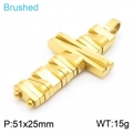 Brushed gold stainless steel cross pendant, size 51x25mm, 15g weight for hip hop style - Gold Brushed Wrapped Style Pendant (No Chain)