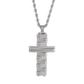 Hip hop stainless steel necklace with matte silver irregular cross pendant and twist chain - Silver Brushed Wrapped Necklace (With 60cm Twist Chain)