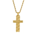 Men's gold stainless steel cross pendant with frosted texture on a rope chain - Gold Brushed Wrapped Necklace (With 60cm Twist Chain)