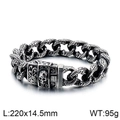 Pulsera de cadena cubana para hombre con cierre de calavera en acero inoxidable - 21cm / Color Acero