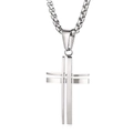 Minimalistische zilveren holle roestvrijstalen kruishanger ketting voor heren met metaal - Zilveren Kruis Hanger (Zonder Ketting)