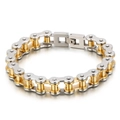 Bracciale da uomo a catena di bici 11mm in acciaio inossidabile bicolore oro argento - 23cm Argento e Oro Bicolore (KB44600-D)