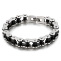 Bracciale da uomo 11mm in acciaio inossidabile nero e argento a catena di motocicletta - 23cm Argento e Nero Bicolore (KB43130-D)