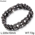 Bracciale da uomo catena di bici 11mm rock hip hop con finitura metallo spazzolato - 22cm Nero Spazzolato (KB51662-D)