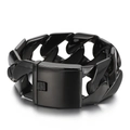 Pulsera de eslabones anchos de 31mm para hombre en acero inoxidable negro pulido brillante - 22.5CM / Negro