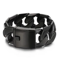 Pulsera cubana de 31mm para hombre en acero inoxidable negro pulido de estilo hip hop - 24.5cm / Negro