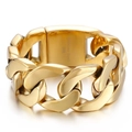 Pulsera de cadena cubana gruesa para hombre en acero inoxidable 316L chapado en oro - Dorado