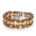 Bracelet chaîne de moto style hip-hop en acier titane orange et noir pour hommes - Noir et Orange (KB69645-CH)