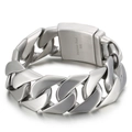 Herren 24mm breites 316L Edelstahl Panzerarmband in polierter Stahlausführung - Gebürstetes Silber (KB14590-D)