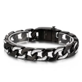 Bracelet gourmette hip hop pour homme en acier inoxydable 316L noir avec oxydes de zirconium - Style Noir (KB151741-JX)