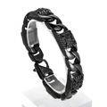 Bracciale gotico da uomo in acciaio inossidabile 316L nero con croce e teschi a rilievo - Stile Quadrato Nero (KB151752-JX)