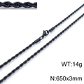 Chaîne corde noire en acier inoxydable plaqué sous vide 650x3mm avec fermoir mousqueton - 3mm 65cm (KN201808-Z)