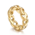 Anello maschile in acciaio al titanio placcato oro con design a catena cubana lucida - US 8 / Oro