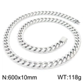 Collana a catena cubana argento lucido per uomo in acciaio inossidabile 600x10mm - Collana Color Acciaio (KN226665-KFC) / 600x10mm