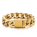 Bracciale cubano dorato in acciaio inossidabile per uomo con chiusura a scatola quadra - Oro (KB161365-KFC)