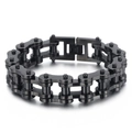 Black 18mm men's motorcycle bike chain bracelet made of durable stainless steel - Matte Black (KB49368-D) / 23CM