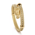 Bracciale a testa di drago dorata stile punk con filo d'acciaio intrecciato e dettagli - Oro (KB157944-KFC)