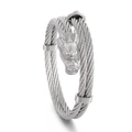 Bracciale a cavo con testa di drago argento da uomo con trama intrecciata punk 8mm - Colore Acciaio (KB157945-KFC)