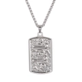 Silver stainless steel necklace with embossed skull and snake pendant on white background - Steel Color (KN203183-KLHQ)