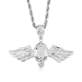 Hip hop skull pendant necklace with silver angel wings and twist chain for men - Silver Skull Wing Pendant (KP100124-K)
