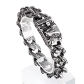 Vintage silver snake head bracelet with stainless steel scales in retro punk style - Snake Head Style