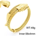 Men's gold snake head wire cable bracelet with vintage weave pattern 58mm x 4mm - Double Layer Bright Gold (KB157311-KFC)