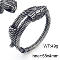 Vintage silver snake head cable bracelet with twisted steel wire in punk rock style - Double Layer Retro Silver (KB157314-KFC)