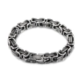 Bracciale bizantino vintage in acciaio al titanio grigio argento da uomo a maglie spesse - Bracciale 8mm (KB154553-Z)