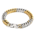 Bracciale a catena cubana bicolore oro e argento con chiusura a scatto per uno stile unico - Bracciale (KB154582-Z) / 21cm