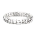 Bracciale a catena cubana argento da uomo in acciaio al titanio lucido con chiusura rettangolare - Bracciale d'Argento (KB157023-KFC)