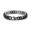 Bracciale a catena cubana nera minimalista da uomo in acciaio inox con chiusura - Bracciale Nero (KB149165-KFC)