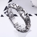 Retro punk 316L stainless steel chunky chain bracelet with vintage engraved patterns - 17cm