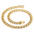 Collar de eslabones cubanos dorados pulidos con cierre de caja rectangular para hombre - Dorado (Collar de 45cm)