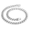 Pulsera de cadena NK en acero inoxidable plateado pulido con cierre de caja cuadrada - Color Acero (Collar de 76cm)