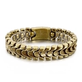 Retro bronze 316L stainless steel keel chain bracelet with antique finish and clasp - Antique Gold